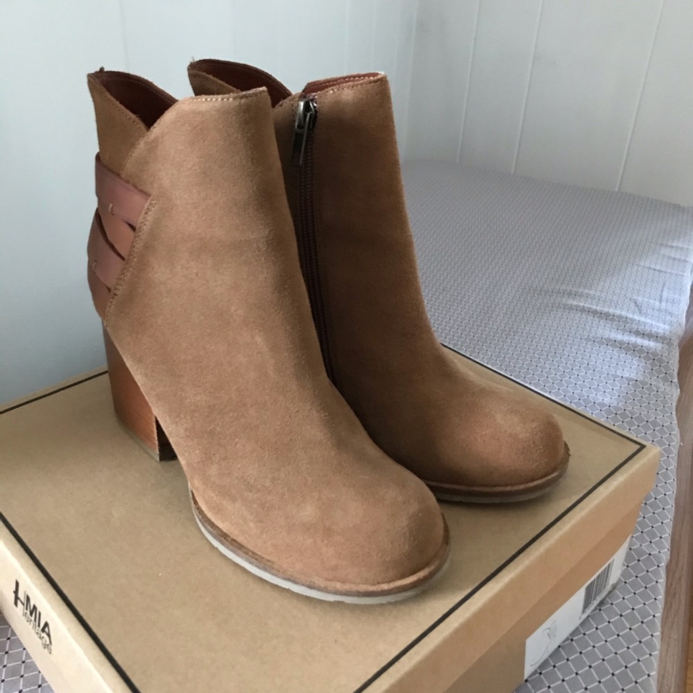 Faux suede tan boots